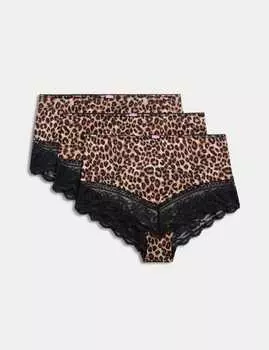3 пары трусиков с кружевной отделкой Marks & Spencer, коричневый