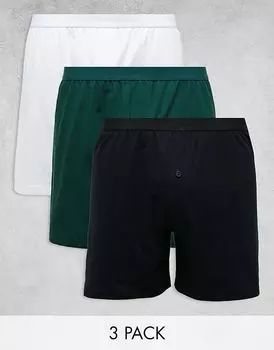 3 пары трусов-боксеров разных цветов ASOS DESIGN