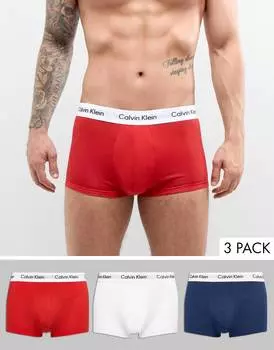 3 пары трусов с низкой посадкой из эластичного хлопка Calvin Klein