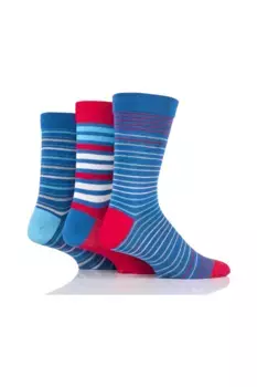 3 пары удобных носков в полоску из бамбука с гладкими швами на пальцах ног SOCKSHOP, синий