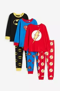 3 пижамы с принтом H&M Justice League, синий