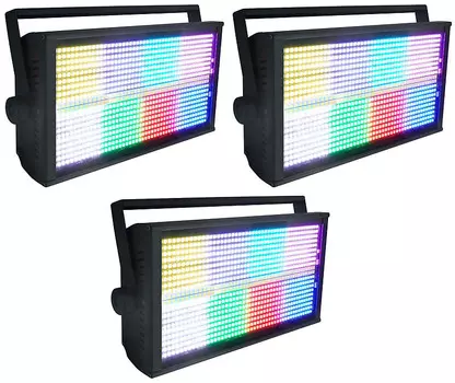 (3) Rockville STAGE PANEL 864 LED RGB Pro Stage Wash Lights+Strobe+Matrix Combo (3) STAGE PANEL 864