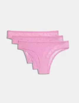 3 шт. бразильские трусики с сердечками Marks & Spencer, розовый