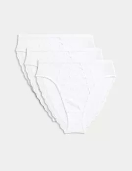 3 шт. кружевные трусики с высокой талией и высокими бедрами Marks & Spencer, белый