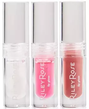 3 шт. Мини-набор блесков для губ Riley Rose, цвет Rosebud, Punchy, Frost Bite