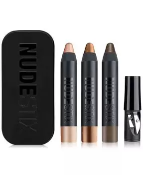 3 шт. Мини-набор для глаз телесного цвета с эффектом металлик Nudestix, цвет Metallic