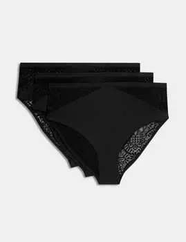 3 шт. мягкие бразильские трусики с высокой талией Body by Marks & Spencer, черный