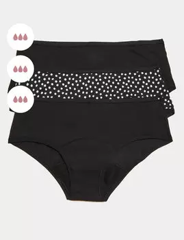 3 шт. шорты с низкой посадкой и высокой впитывающей способностью Marks & Spencer, черный микс