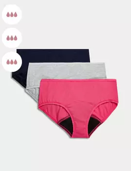 3 шт. Трусики-шорты с высокой впитывающей способностью Marks & Spencer, розовый микс