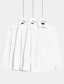 3 шт. узкие рубашки с длинными рукавами Marks & Spencer, белый