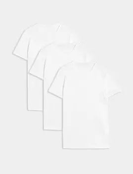 3 шт., жилеты-футболки с V-образным вырезом из чистого хлопка Marks & Spencer, белый