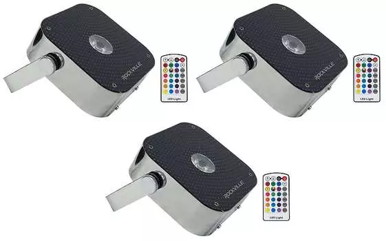 Светодиодные прожекторы заливающего света Rockville MINI RF1 RGBWA + UV DJ/Party сталь + радиочастотные пульты дистанционного управления 3 MINI RF1