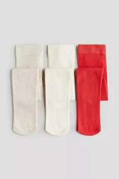 3 упаковки колготок тонкой вязки H&M, красный