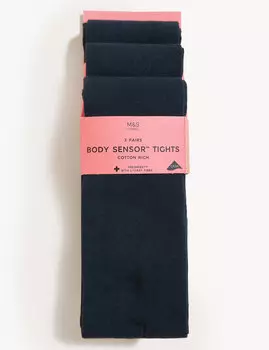 3 упаковки школьных тайтс Body Sensor (2–16 лет) Marks & Spencer, темно-синий