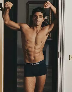 3 упаковки трусов-транков черного цвета Lacoste