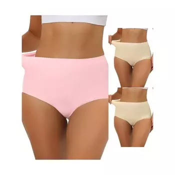 3 упаковки женских эластичных трусов с высокой талией, дышащего хипстерского нижнего белья без показа ALLEGRA K, цвет Beige Mid Pink