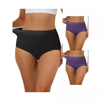 3 упаковки женских эластичных трусов с высокой талией, дышащего хипстерского нижнего белья без показа ALLEGRA K, цвет Dark Purple Black