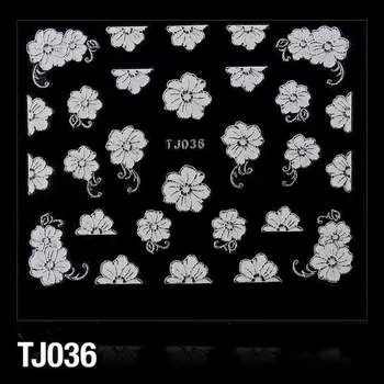 3D наклейки с цветами Tj036 белые, Molly Lac