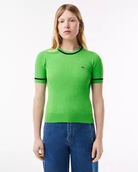 3D Вязаный свитер с бесшовным круглым вырезом Lacoste, зеленый