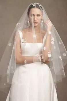 3D Вуаль Blossom Veils с цветочным принтом, слоновая кость