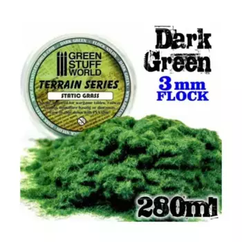3мм Темно-Зеленый - 280мл, Terrain - Flock Nylon - 3mm & Under (Green Stuff World)