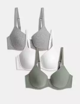 3pk Wired Full Cup T-Shirt Bras AE Marks & Spencer, зеленый