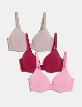 3pk Wired Plunge T-Shirt Bras AE Marks & Spencer, цвет Dark cranberry