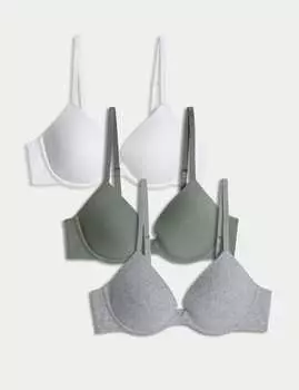 3pk Wired Plunge T-Shirt Bras AE Marks & Spencer, зеленый