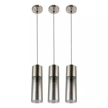 3x подвесных светильника, матовый никель, дымчатое стекло, В 152,5 см ANNIKA etc-shop