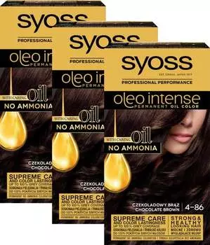 3X Шоколадно-коричневая краска для волос без аммиака, Syoss
