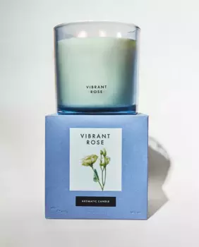 (400 г) свеча с ярким ароматом розы Zara Home, цвет Bluish Grey