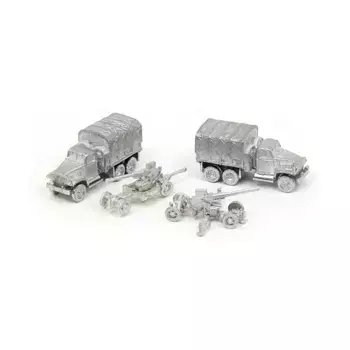 40-мм Borfors с 2 1/2 тоннами GMC SWB, WWII Micro Armour - United States - Recovery Vehicles & Transporters (1:285)