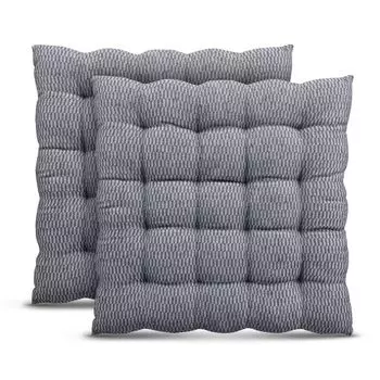 40 см (светло-серый), упаковка из 2 шт. — высококачественная дышащая подушка для сиденья в помещении и на открытом воздухе — хлопок Oeko Tex для садового стула, кухни, столовой Bestlivings