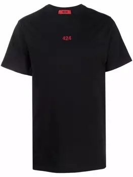424 футболка с вышитым логотипом, черный