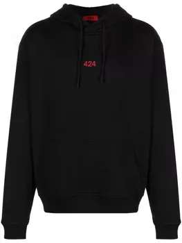 424 худи с вышитым логотипом, черный