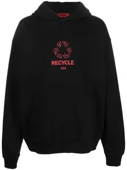 424 logo-print 'Recycle' hoodie, черный