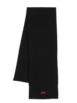 424 шарф с вышитым логотипом, черный