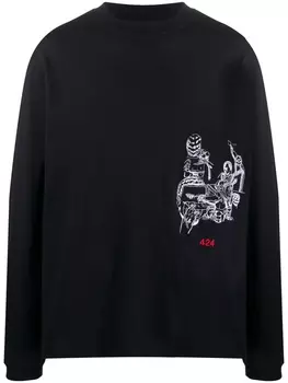 424 толстовка с длинными рукавами и вышивкой, черный