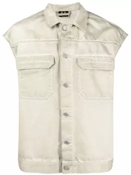 44 LABEL GROUP джинсовый жилет с логотипом, нейтральный цвет