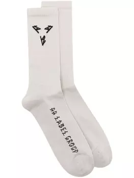 44 LABEL GROUP носки в рубчик с логотипом, серый