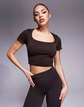 4505 бесшовная футболка Active с коротким рукавом коричневого цвета