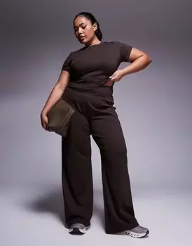 4505 Curve Icon мягкие танцевальные брюки с высокой талией и широкими штанинами шоколадного цвета