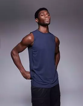 4505 - Icon - Безрукавная быстросохнущая спортивная майка темно-синего цвета с логотипом бренда