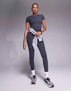 4505 Icon мягкие леггинсы для йоги с высокой талией в цвете «стальной серый»