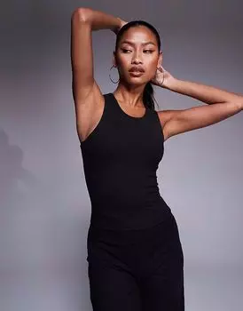 4505 Icon мягкий на ощупь топ-борцовка со встроенным бюстгальтером и съемными подкладками черного цвета