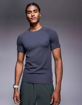 4505 облегающая тренировочная футболка в рубчик графитового цвета