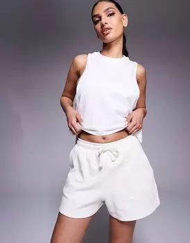 4505 спортивные шорты из плотного хлопка с быстросохнущей отделкой в винтажном белом цвете