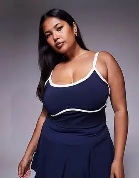 4505 Жилет Curve Active с внутренним бюстгальтером и окантовкой темно-синего цвета