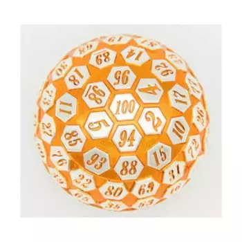 45 мм d100 — оранжевый и серебристый с оранжевым, Dice Sets - Metal - D100's (Foam Brain Games)