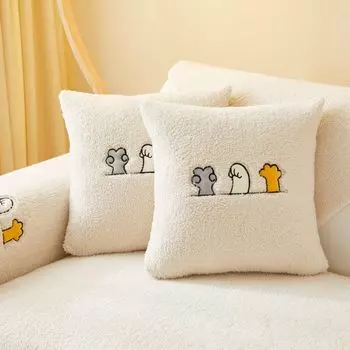 (45 см х 45 см, белый) Чехлы на подушки Чехлы из бараньего бархата, нескользящий декоративный чехол на подушку, дышащий чехол на подушку для спальни, гостиной, кабинета, двора ele eleoption